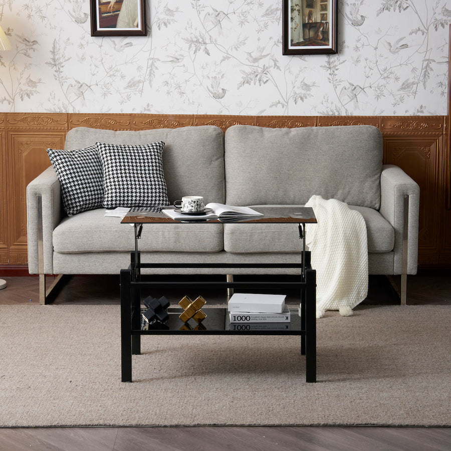 Lift-up glass low table