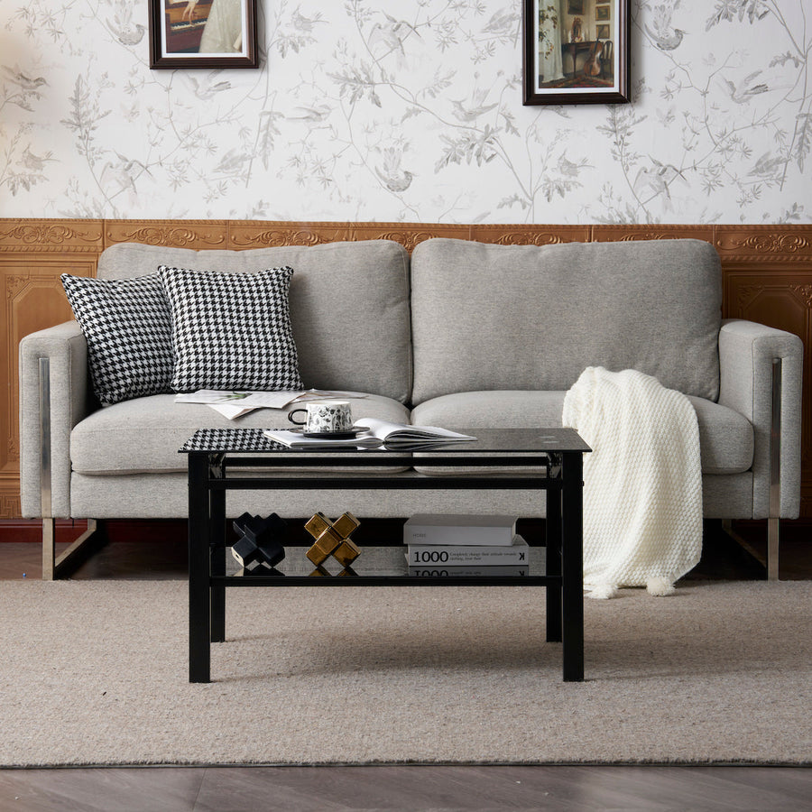 Lift-up glass low table