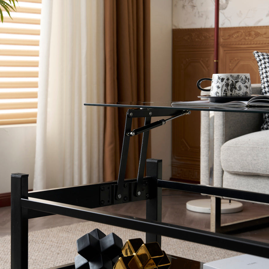 Lift-up glass low table