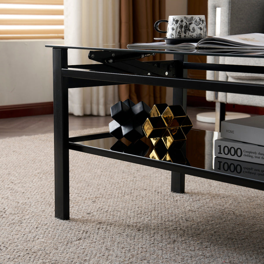 Lift-up glass low table