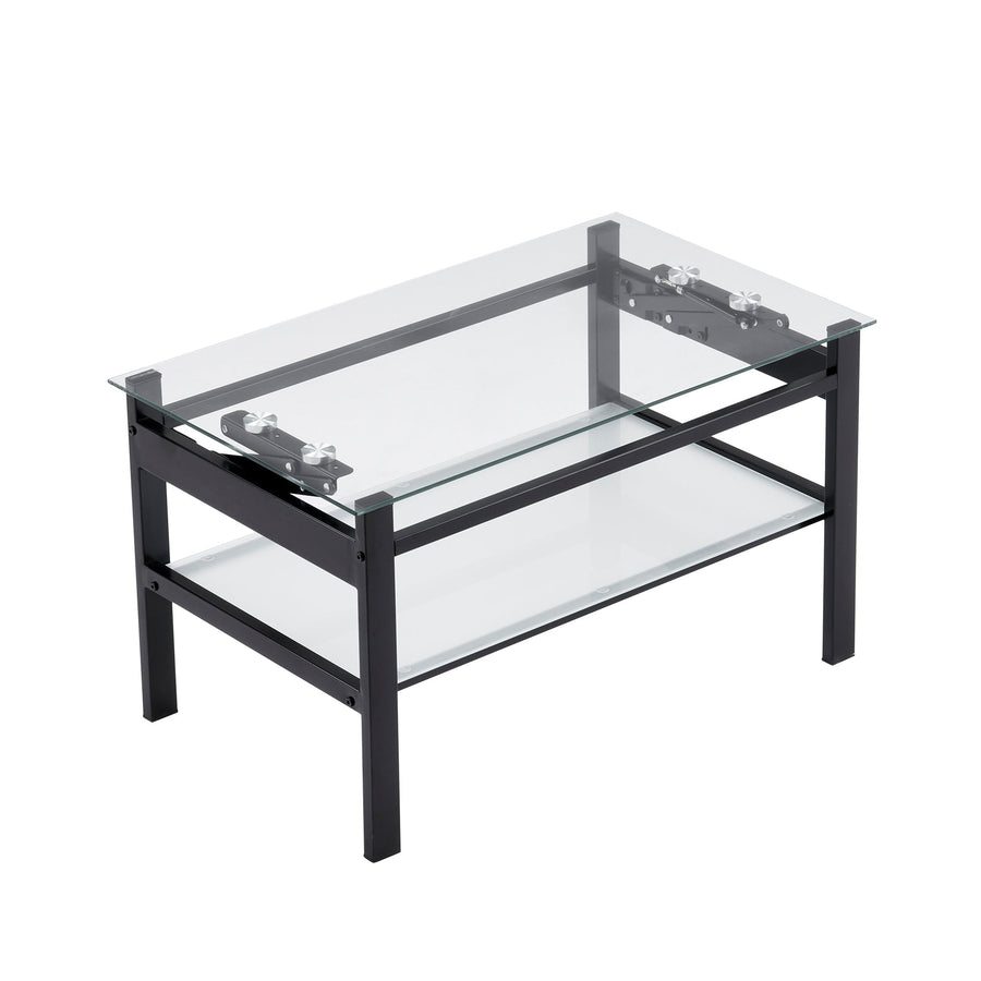 Lift-up glass low table