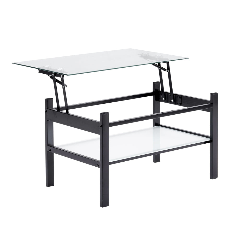 Lift-up glass low table
