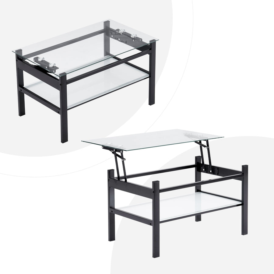 Lift-up glass low table