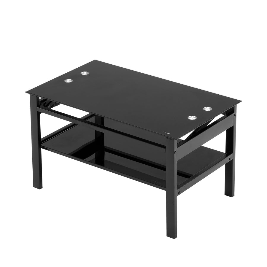 Lift-up glass low table