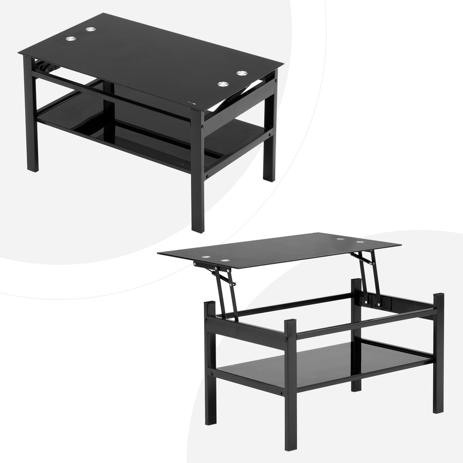 Lift-up glass low table