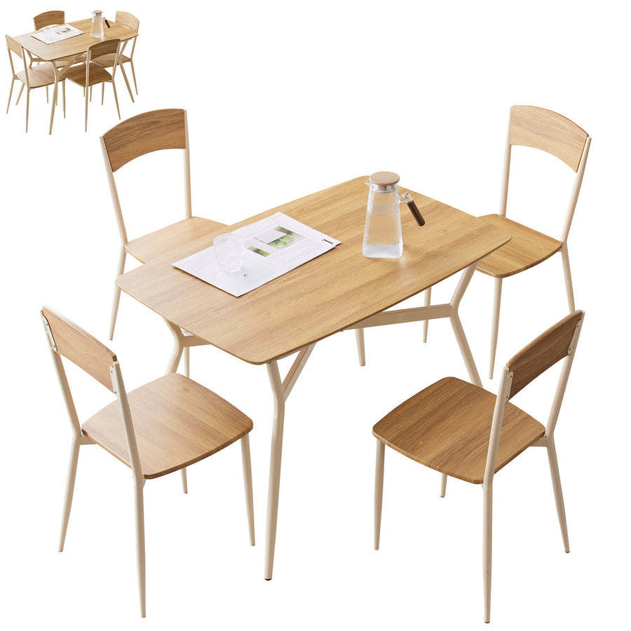 Natural wood dining set of 5