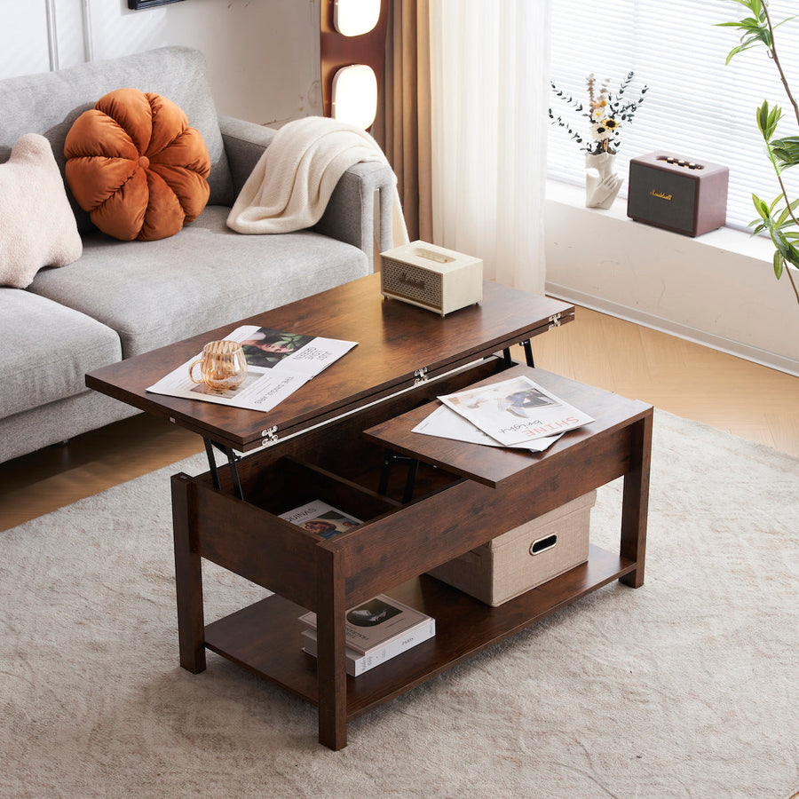 Lift-up storage center table