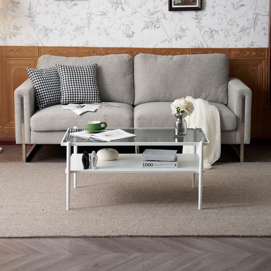 Two-tier glass center table