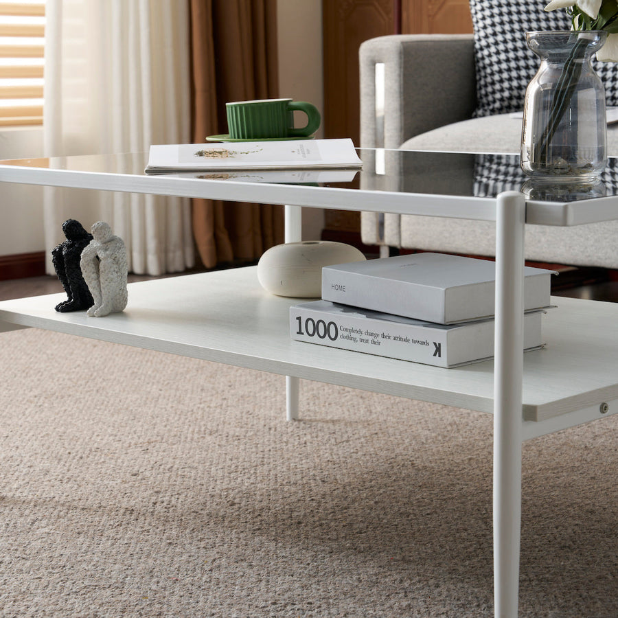 Two-tier glass center table