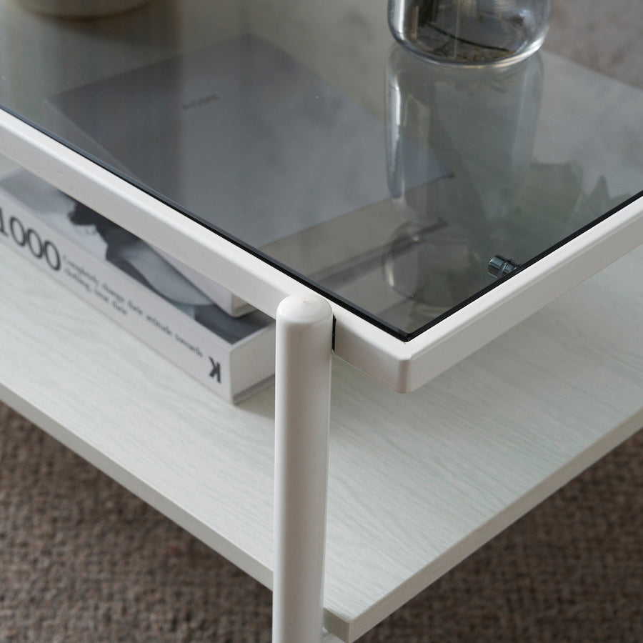 Two-tier glass center table