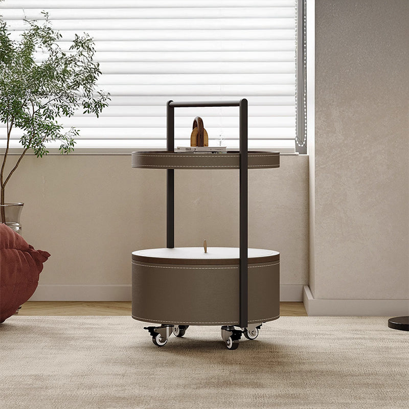 Movable leather side table