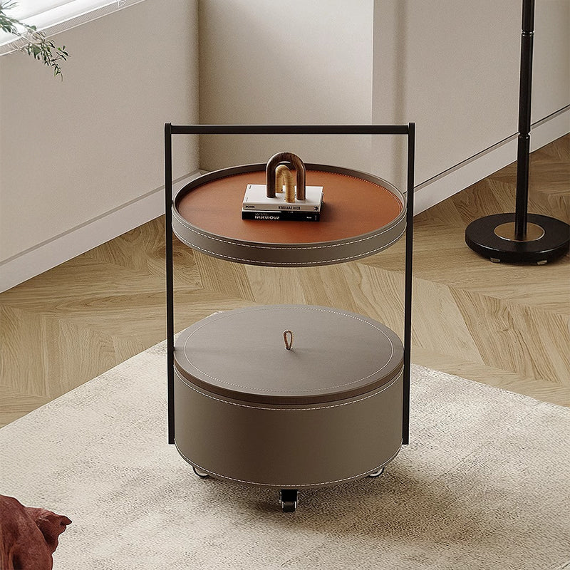 Movable leather side table