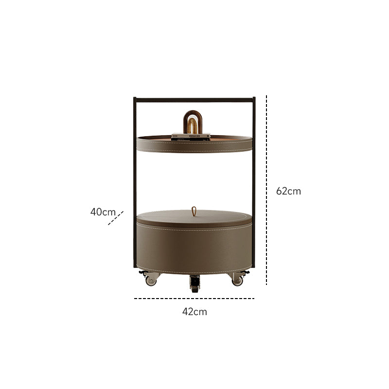 Movable leather side table