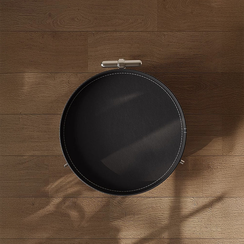 Leather-look round side table