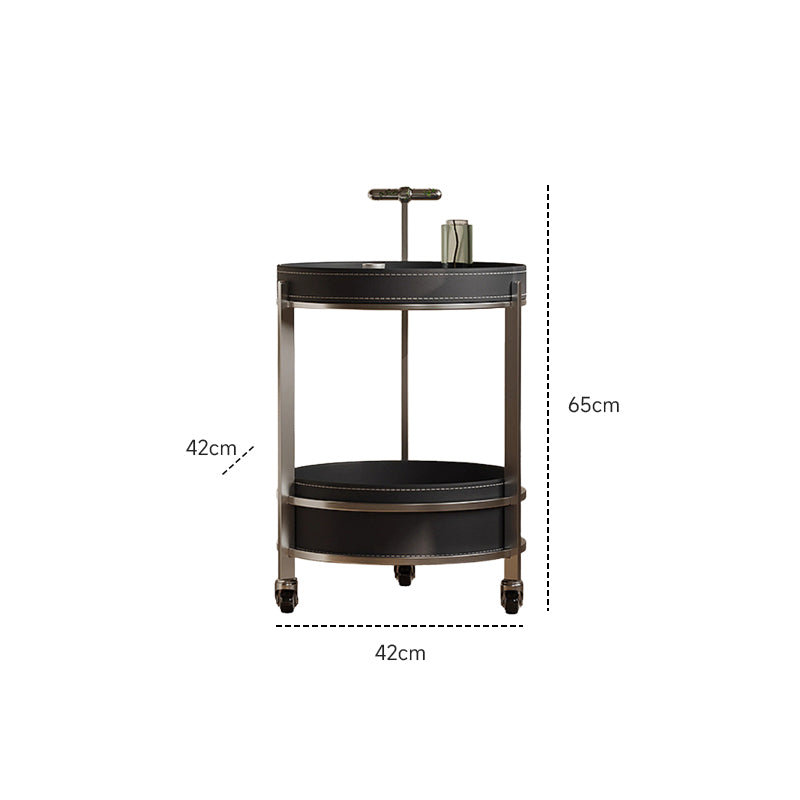 Leather-look round side table