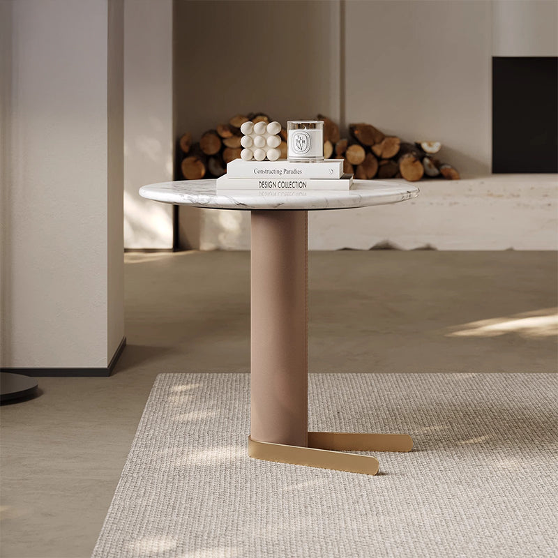 Leather-look ceramic side table