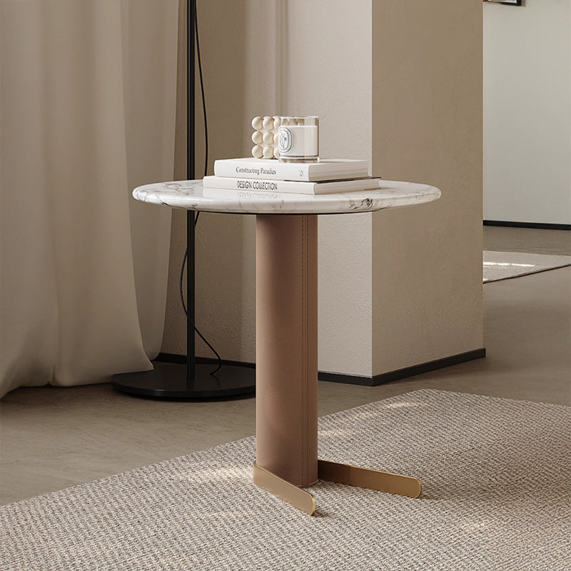 Leather-look ceramic side table