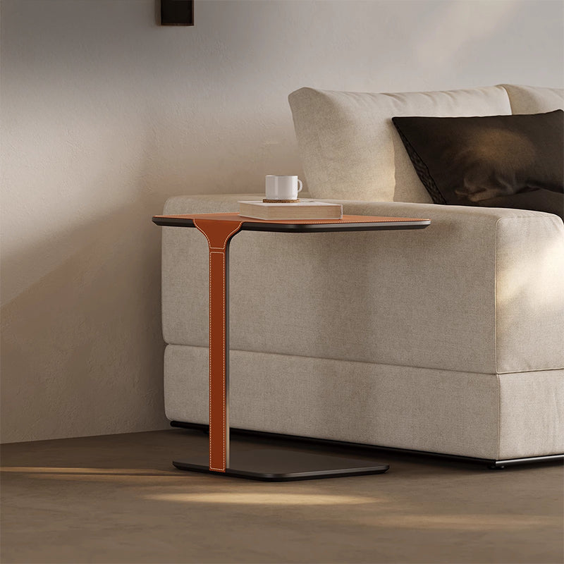 Leather-look compact side table