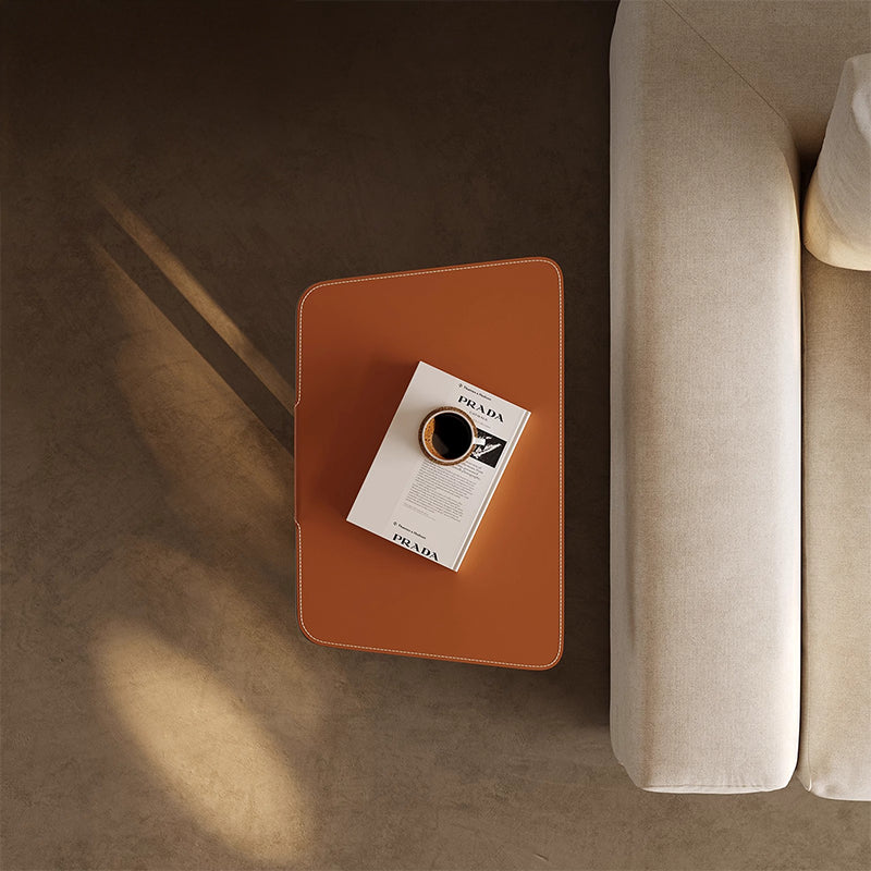 Leather-look compact side table