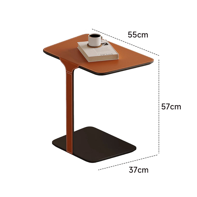 Leather-look compact side table