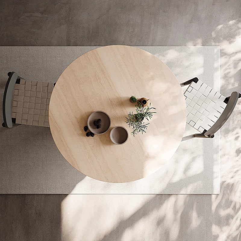 Scandinavian style travertine dining table