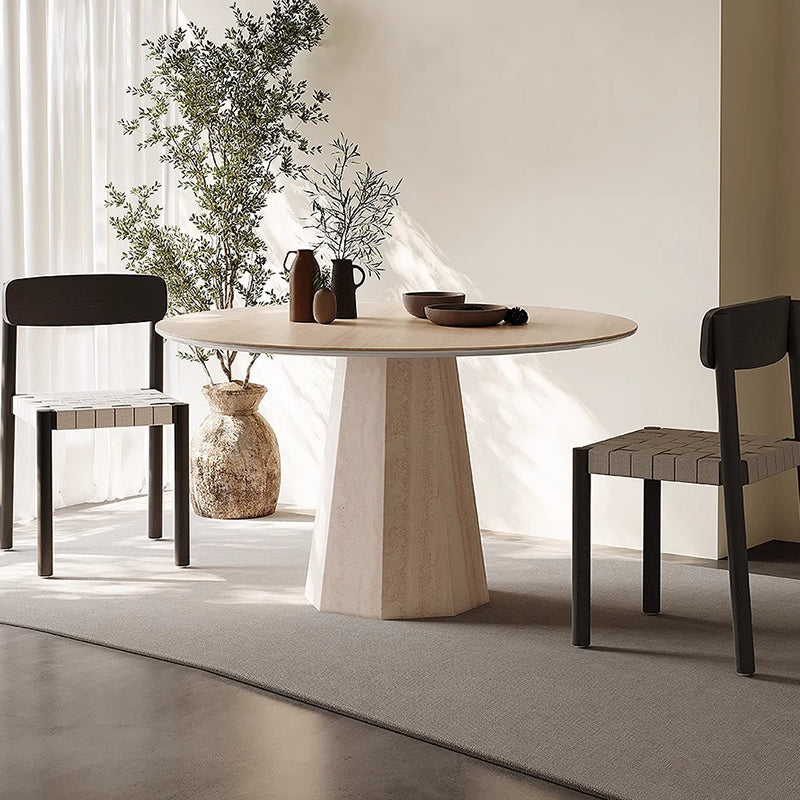 Scandinavian style travertine dining table
