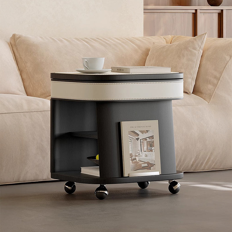Leather-look side table with castors