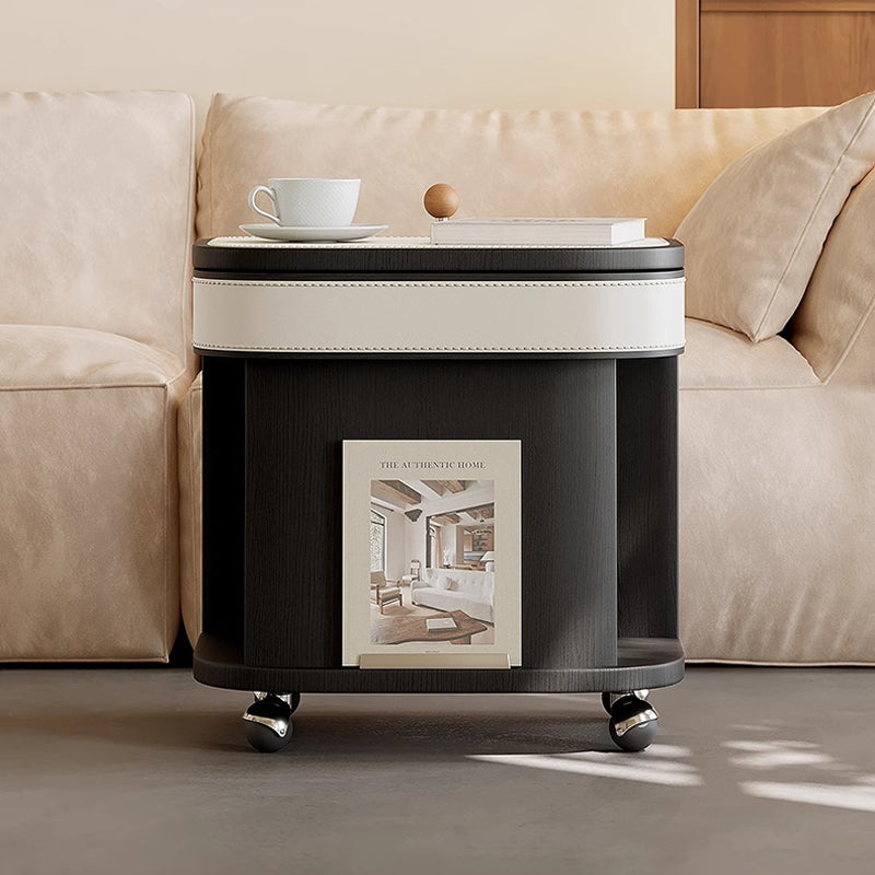 Leather-look side table with castors
