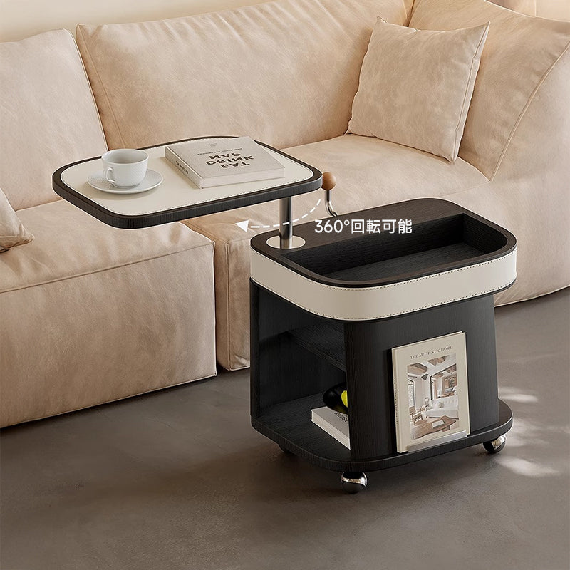 Leather-look side table with castors