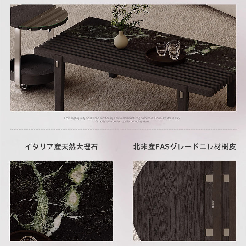 Marble black center table set