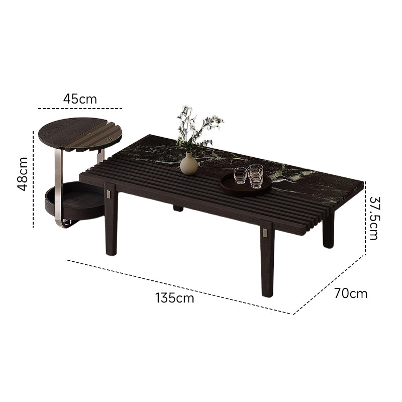 Marble black center table set