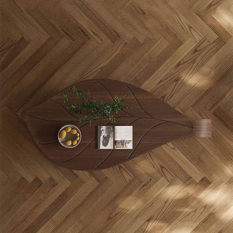 Woodgrain leaf motif center table