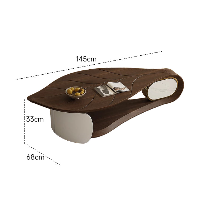 Woodgrain leaf motif center table