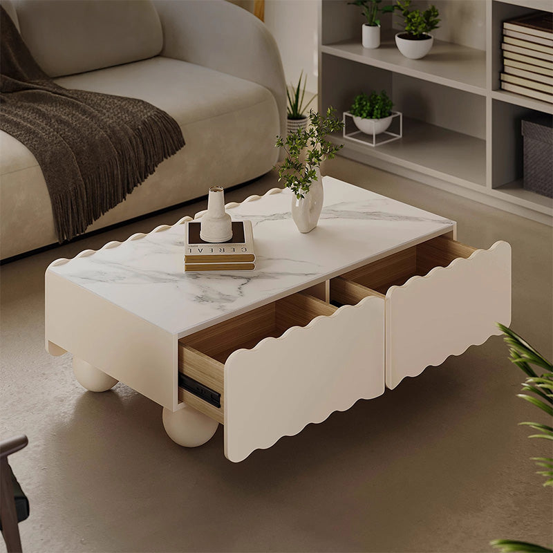 Marble-look ceramic center table