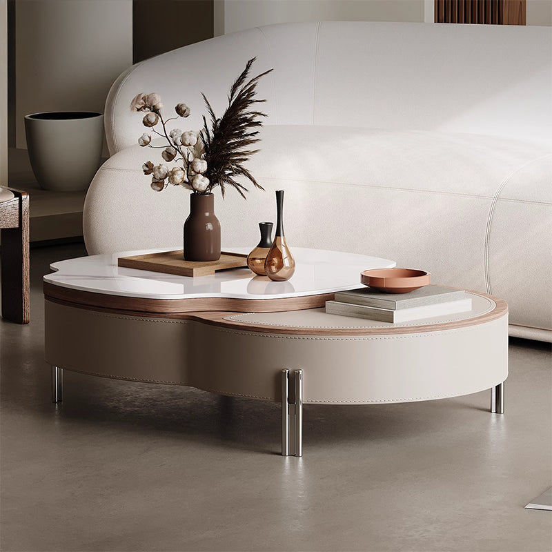 Marble-look leather table