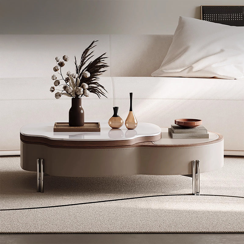 Marble-look leather table
