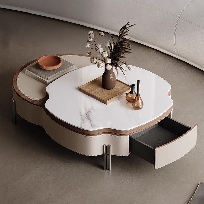 Marble-look leather table