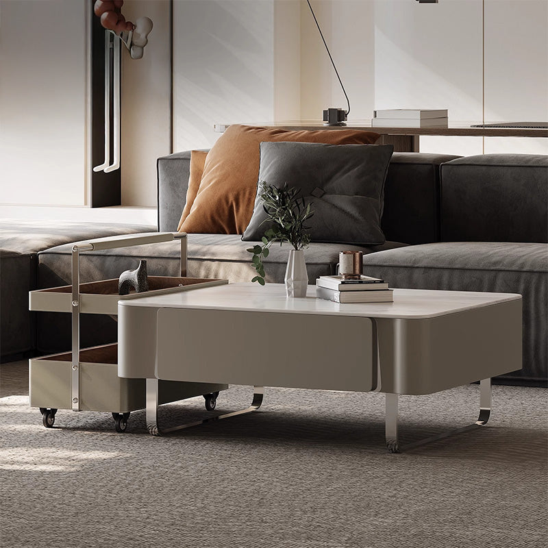 Marble-look square center table set