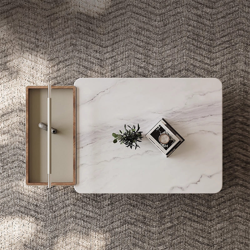 Marble-look square center table set