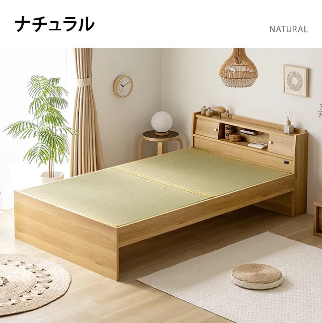 Japanese-made storage tatami bed, double