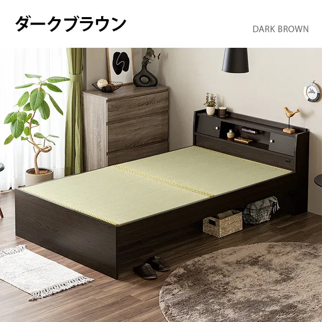 Japanese-made storage tatami bed, double