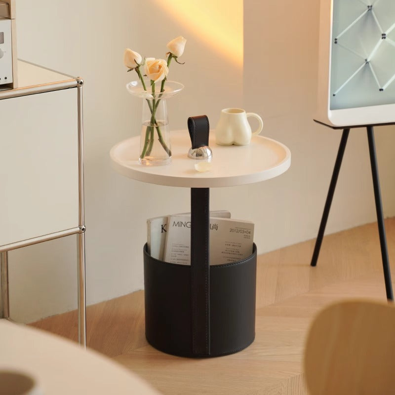 Portable Leather Side Table
