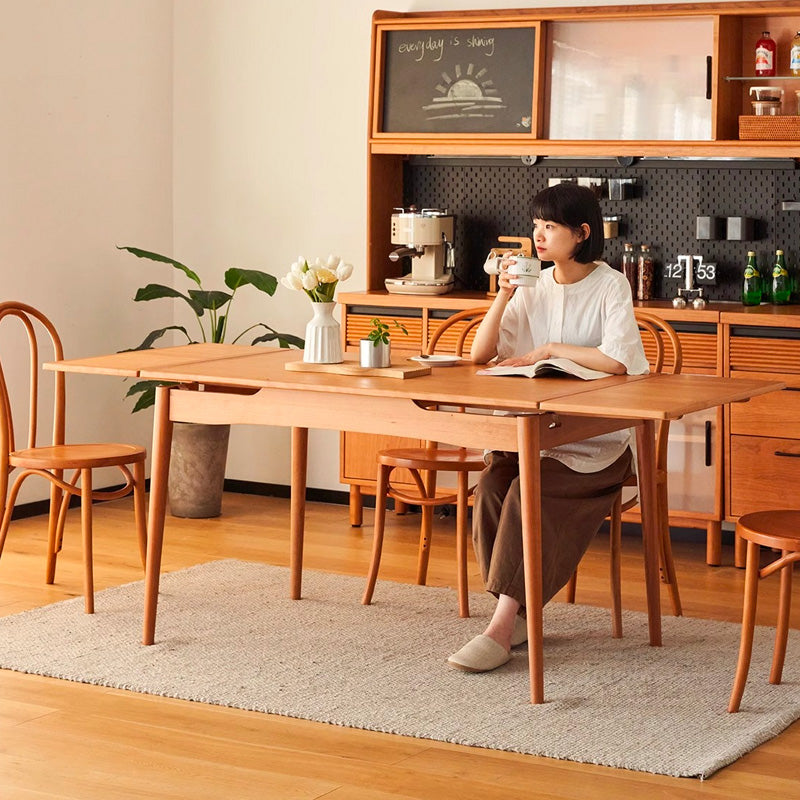 Wooden extendable dining table