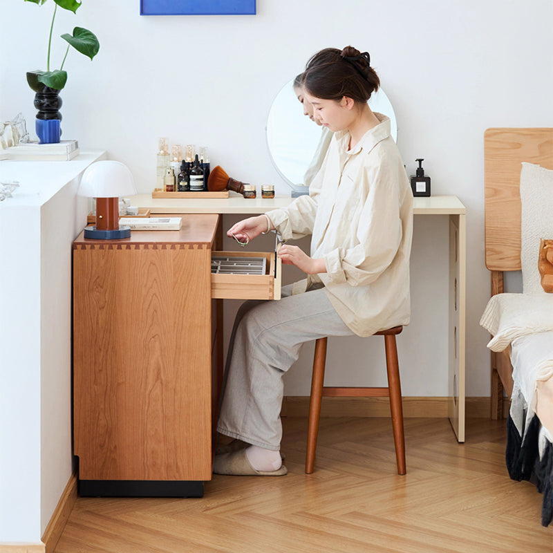 Cherry wood, extendable dresser with wooden chest