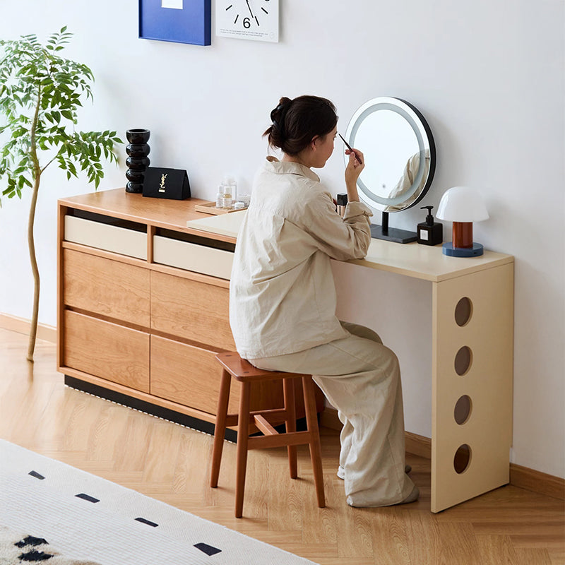 Cherry wood, extendable dresser with wooden chest