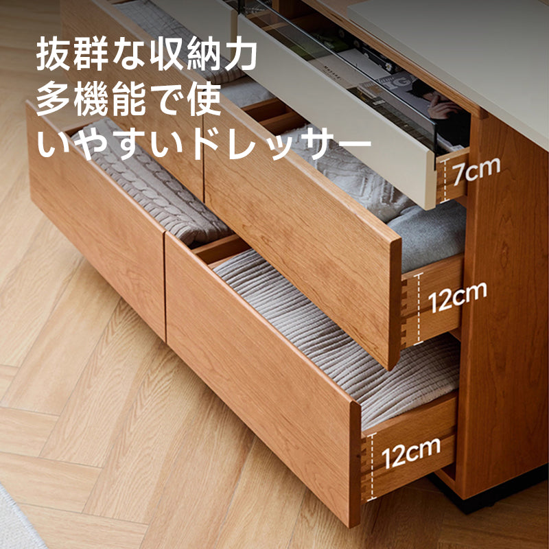 Cherry wood, extendable dresser with wooden chest