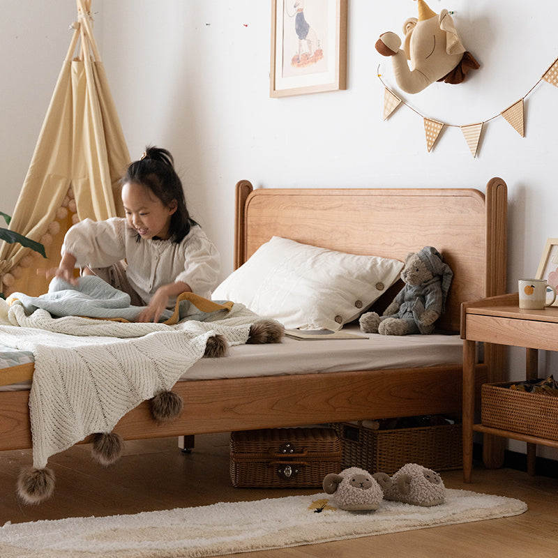 Cherry wood simple wooden bed for kids