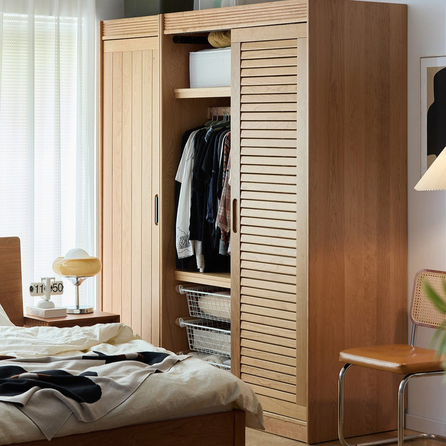 Cherry wood compact wooden closet