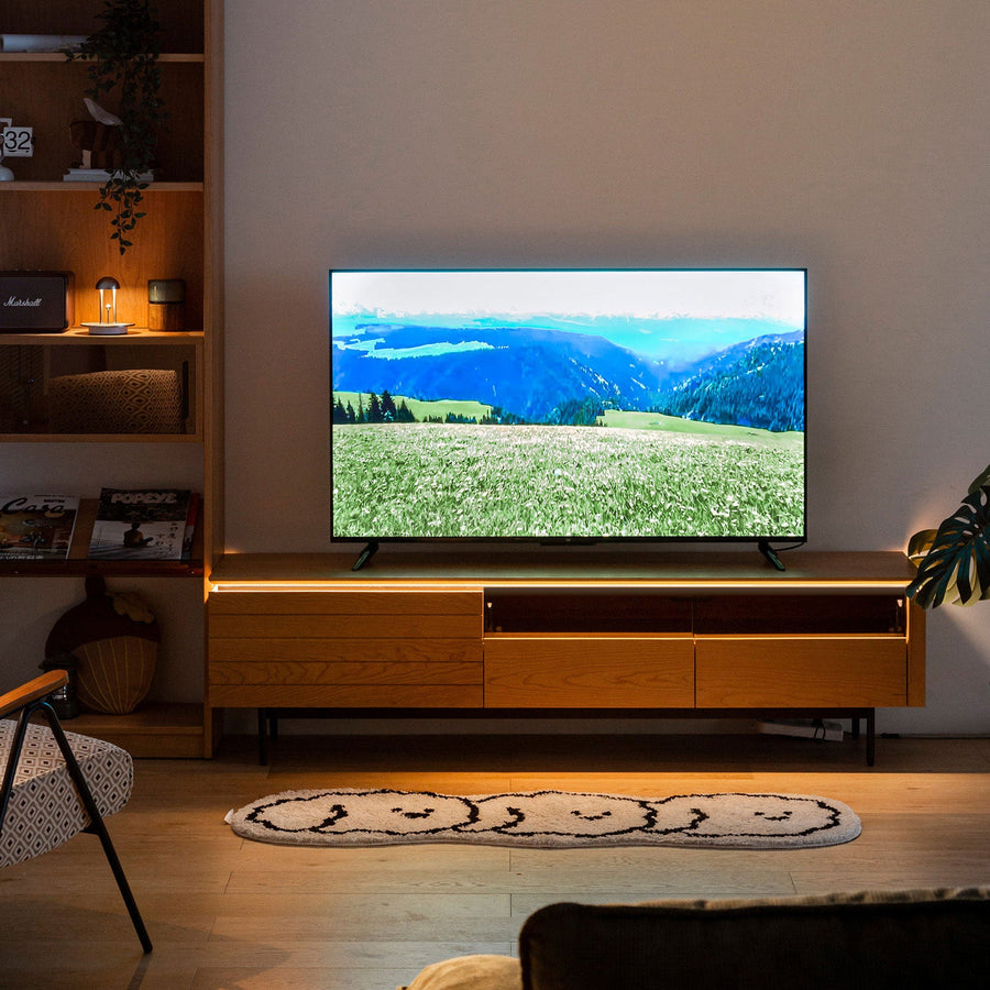 Cherry wood wooden TV stand with glass door