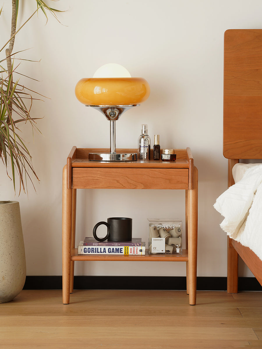Cherry wood nightstand with drawers